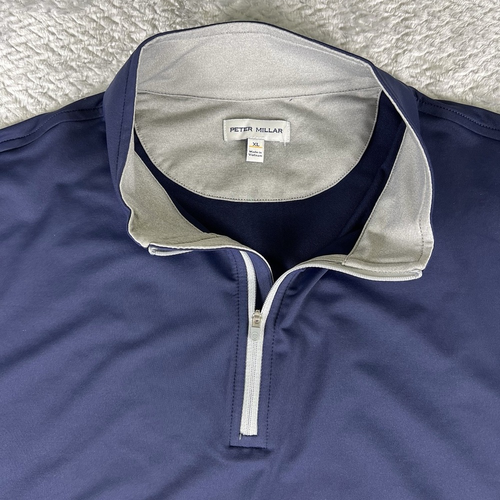 Peter Millar Golf Vest XL Navy Quarter Zip Crown Performance Stretch - Picture 3 of 8